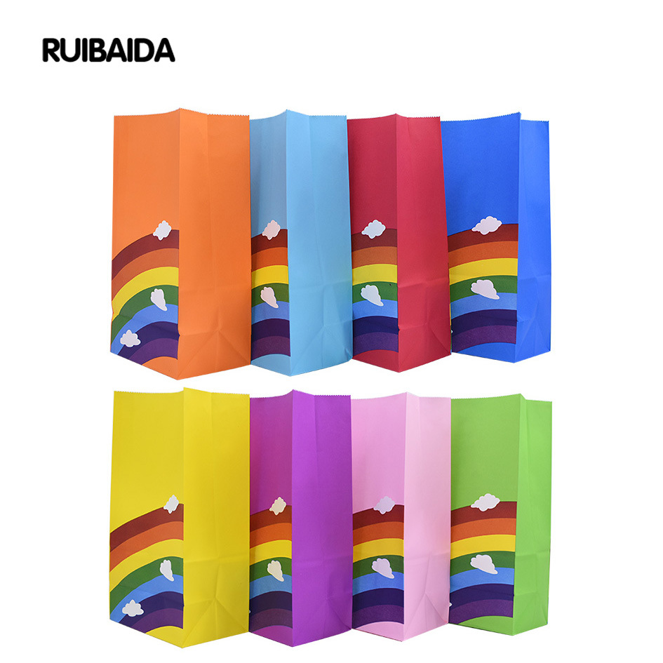 Wedding Event Supply - 10/20/25pcs Kraft Rainbow Food Bags Kids