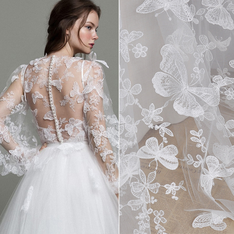 Wedding Water Supply - 1 Yard 3D Butterfly Embroidery Tulle