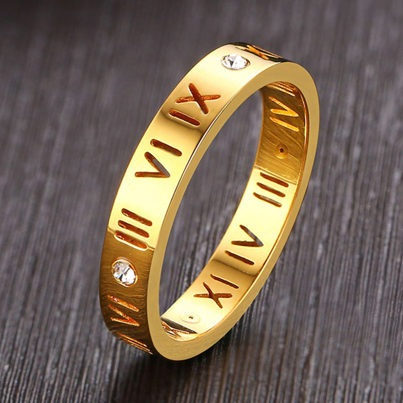 Wedding Z - Hollow Roman Numeral Ring Stainless Steel