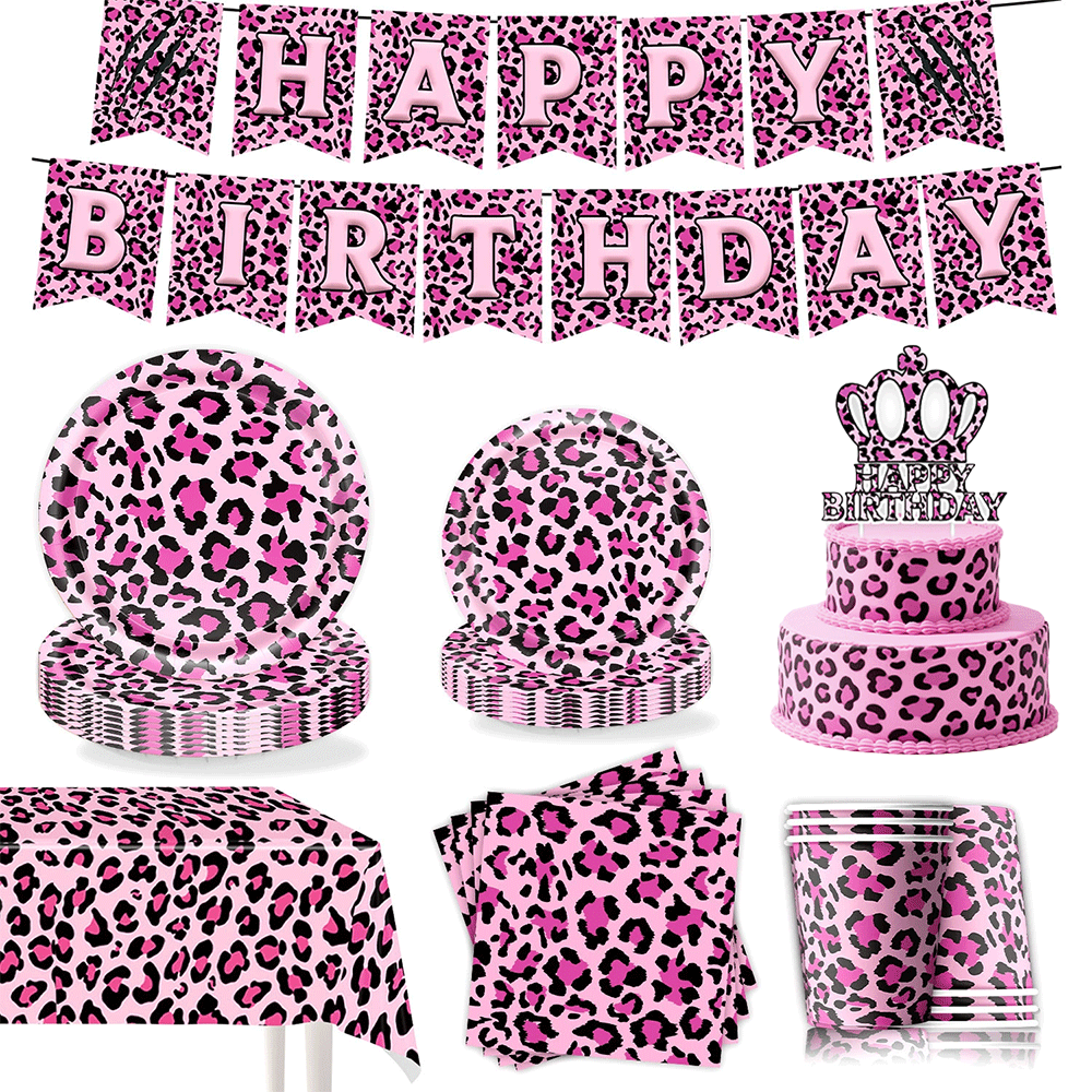 Pink Leopard Print Birthday Pa - Wedding Day Supply Kit 评论和价格