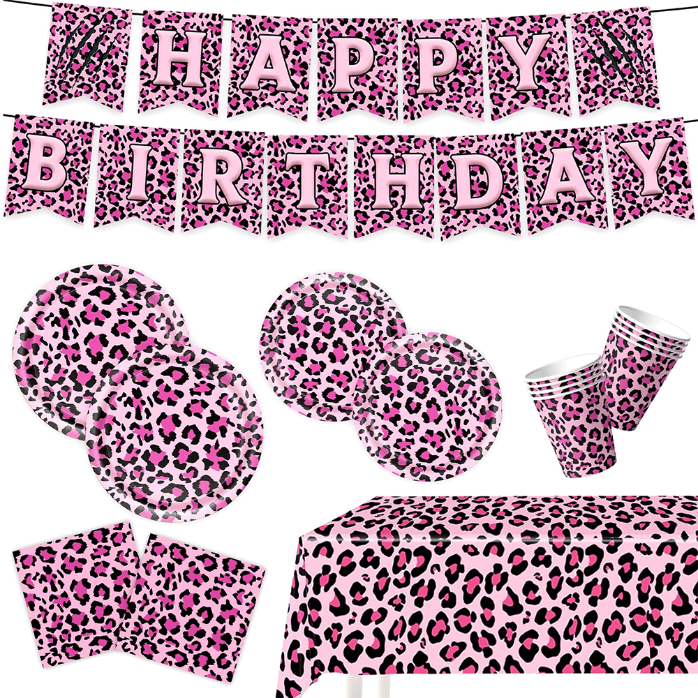 Pink Leopard Print Birthday Pa - Wedding Day Supply Kit 评论和价格