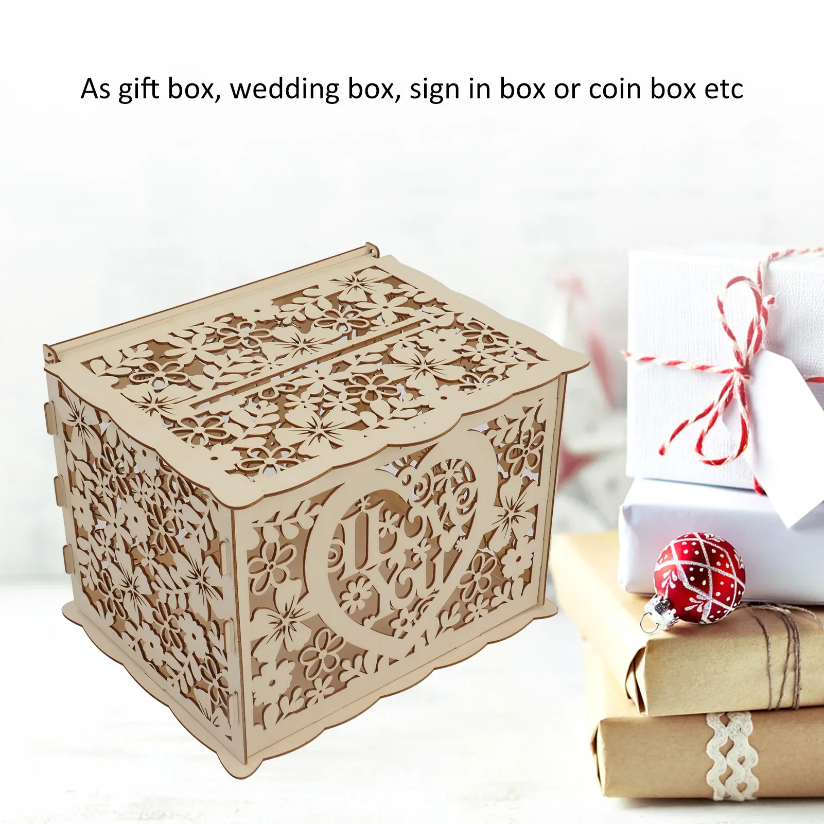 DIY Hollow Wooden Box Gift Car - Wedding Card Box 评论和价格