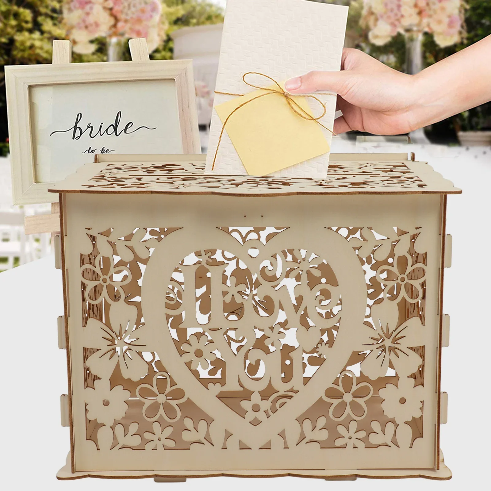 DIY Hollow Wooden Box Gift Car - Wedding Card Box 评论和价格