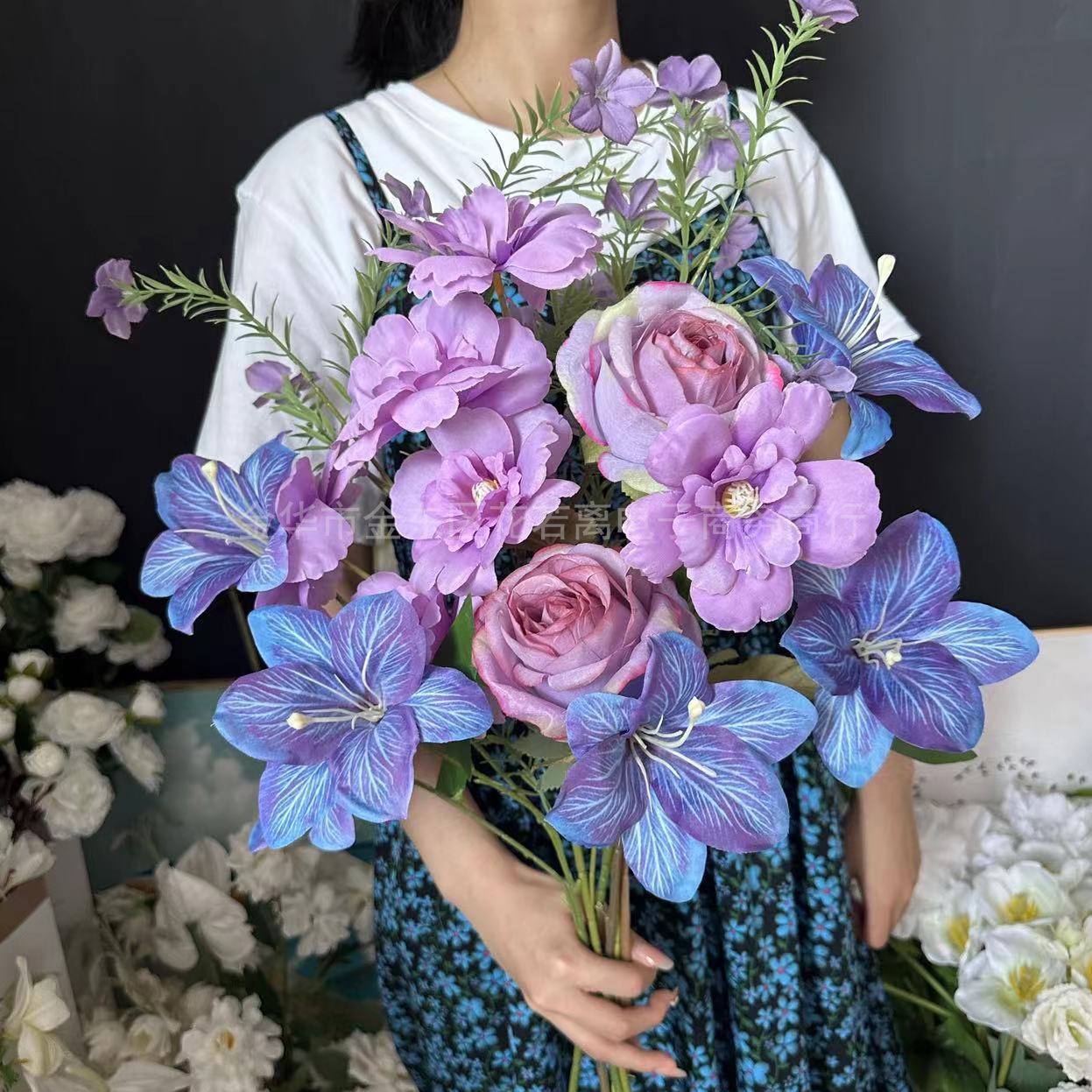 Purple Blue Monet Style Artifi - Wedding Supply Shops 评论和价格