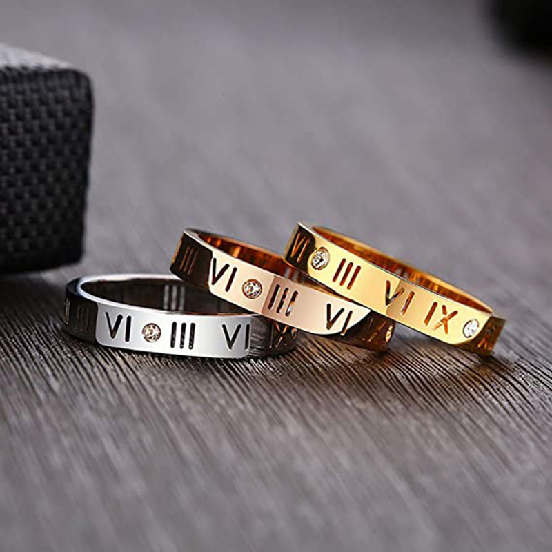 Hollow Roman Numeral Ring Stai - Wedding Z 评论和价格